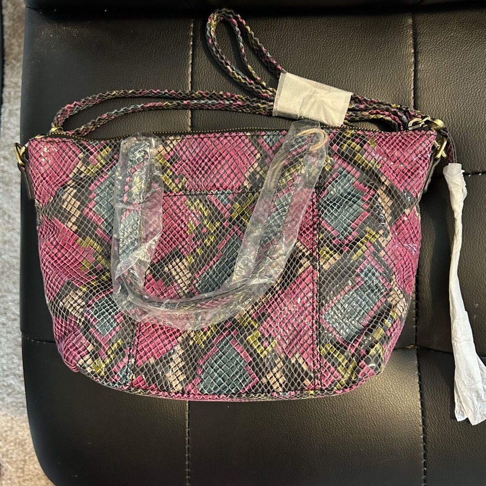 NWT! HOBO Purple and Black Snake print Patterned Kingston Mini bag, w/ dust bag
